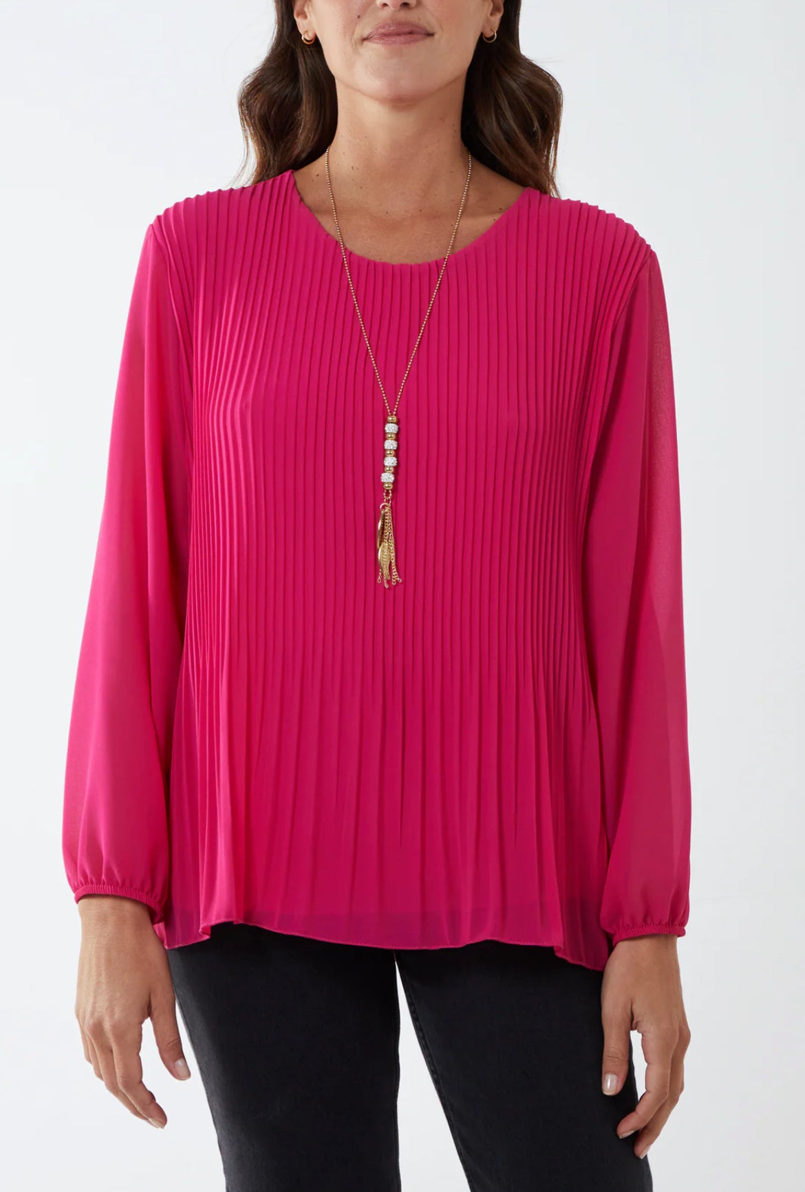 ISSY - Long Sleeved Pleated Top - Various Colours - One Size