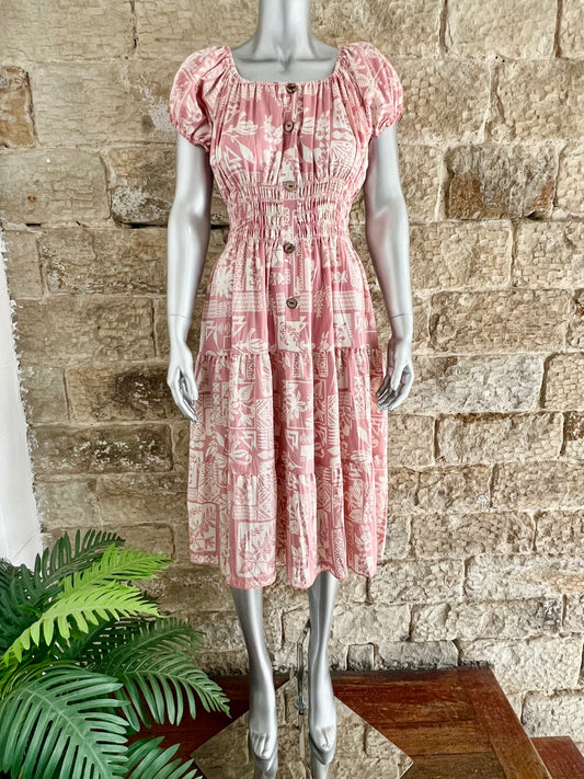 VERONA - Bardot Style Midi Dress - Various Prints - One Size Fits 8-20
