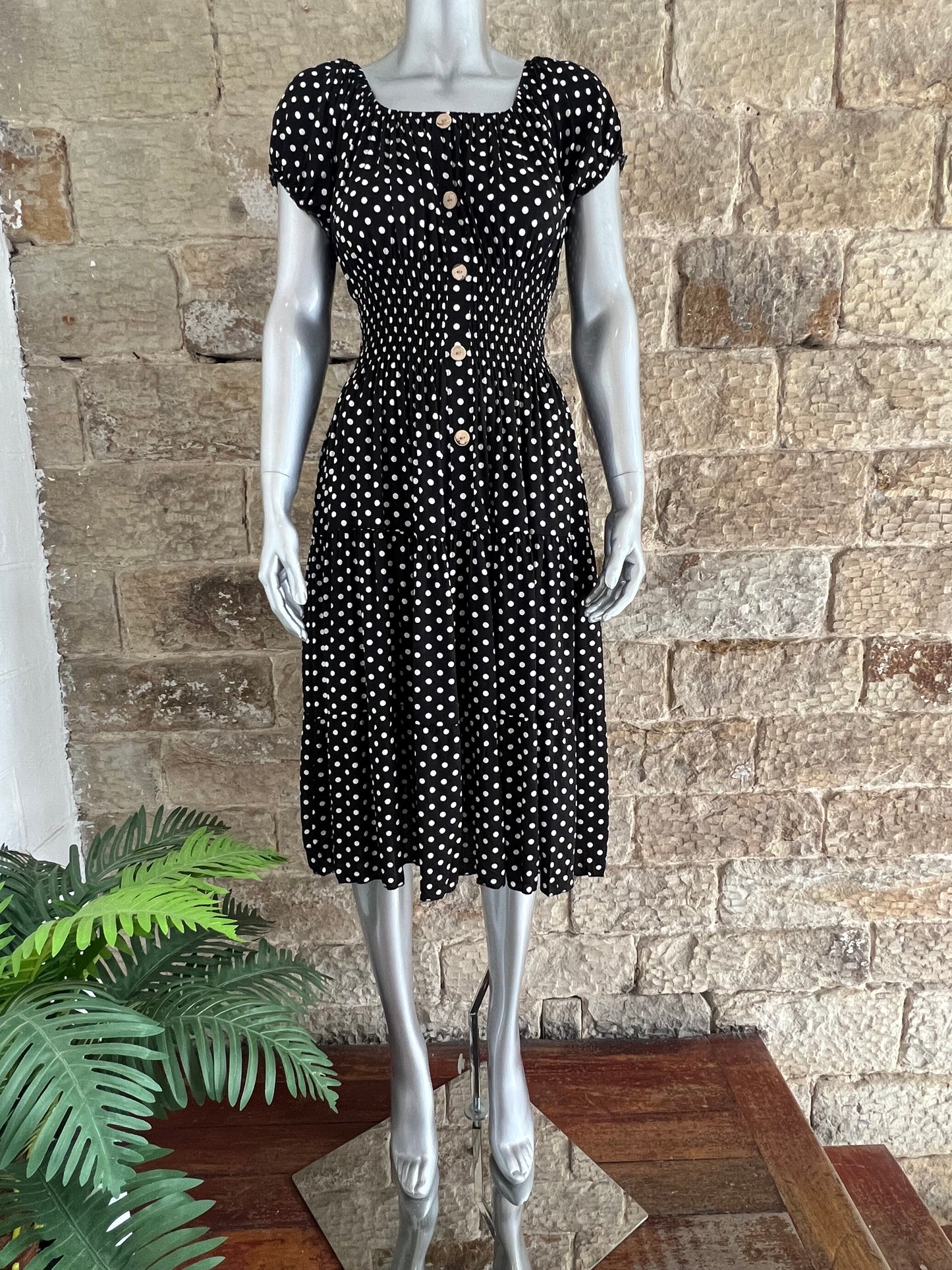VERONA - Bardot Style Midi Dress - Various Prints - One Size Fits 8-20