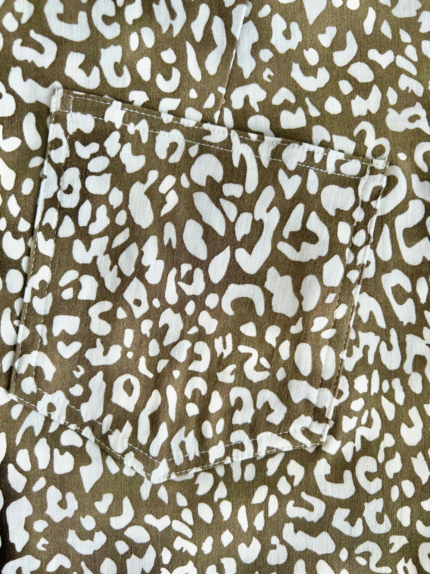 PINNS - Dark Sage Animal Print Ankle Grazers with Back Split - Various Sizes