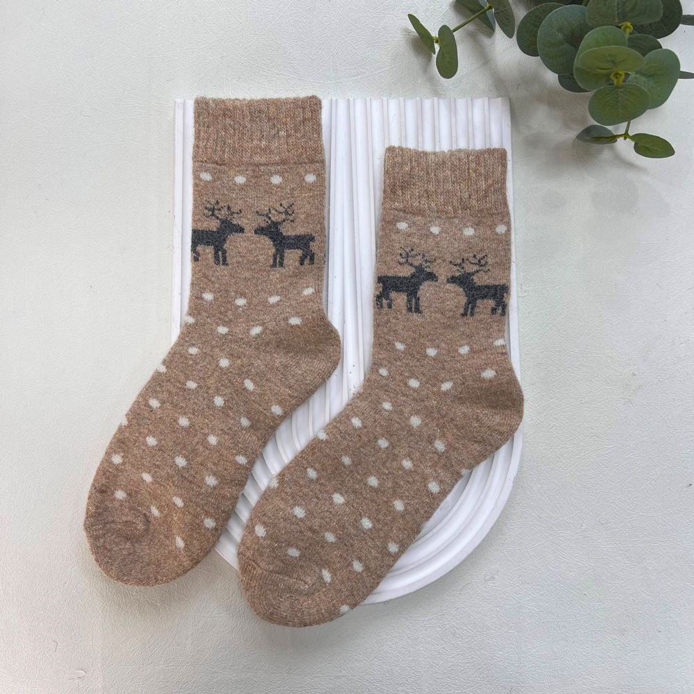 ANKLE SOCKS - Wool Blend - Spotty Reindeer - One Size - Various Colours