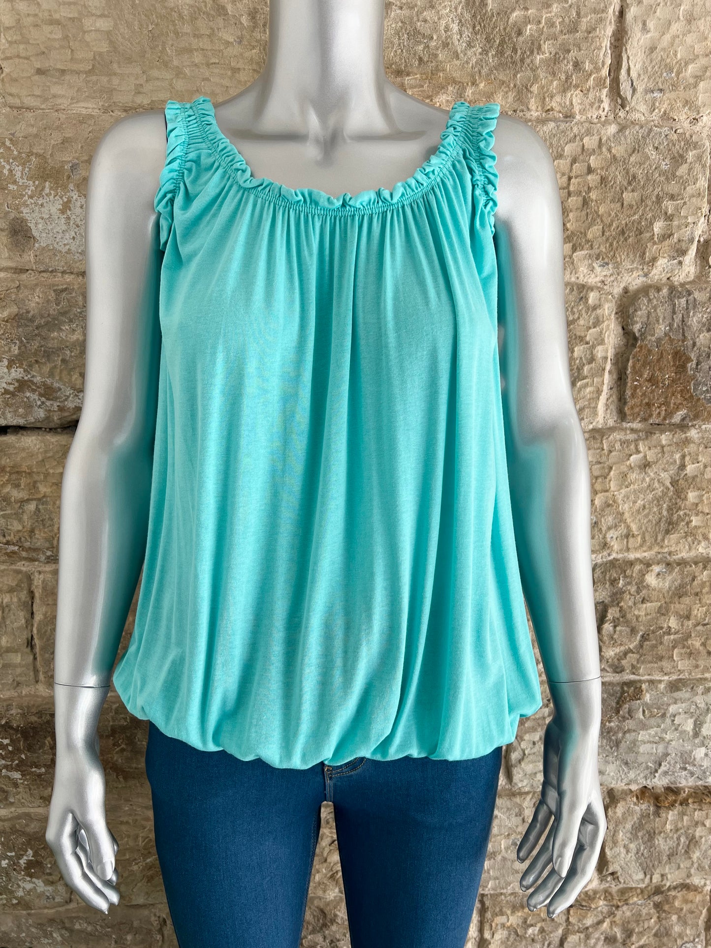 VIENNA - Soft Bubble Hem Vest Top - One Size - Various Colours