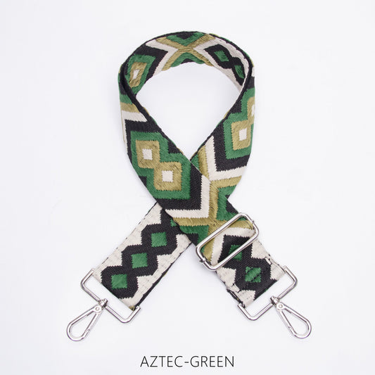 BAG STRAP - Slim Width - Green Aztec