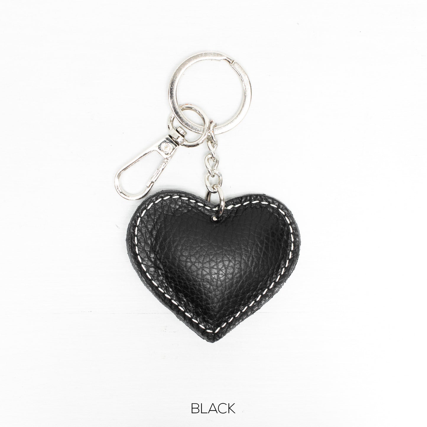 NORA - Matt Leather Heart Shaped Keyring - Various Colours