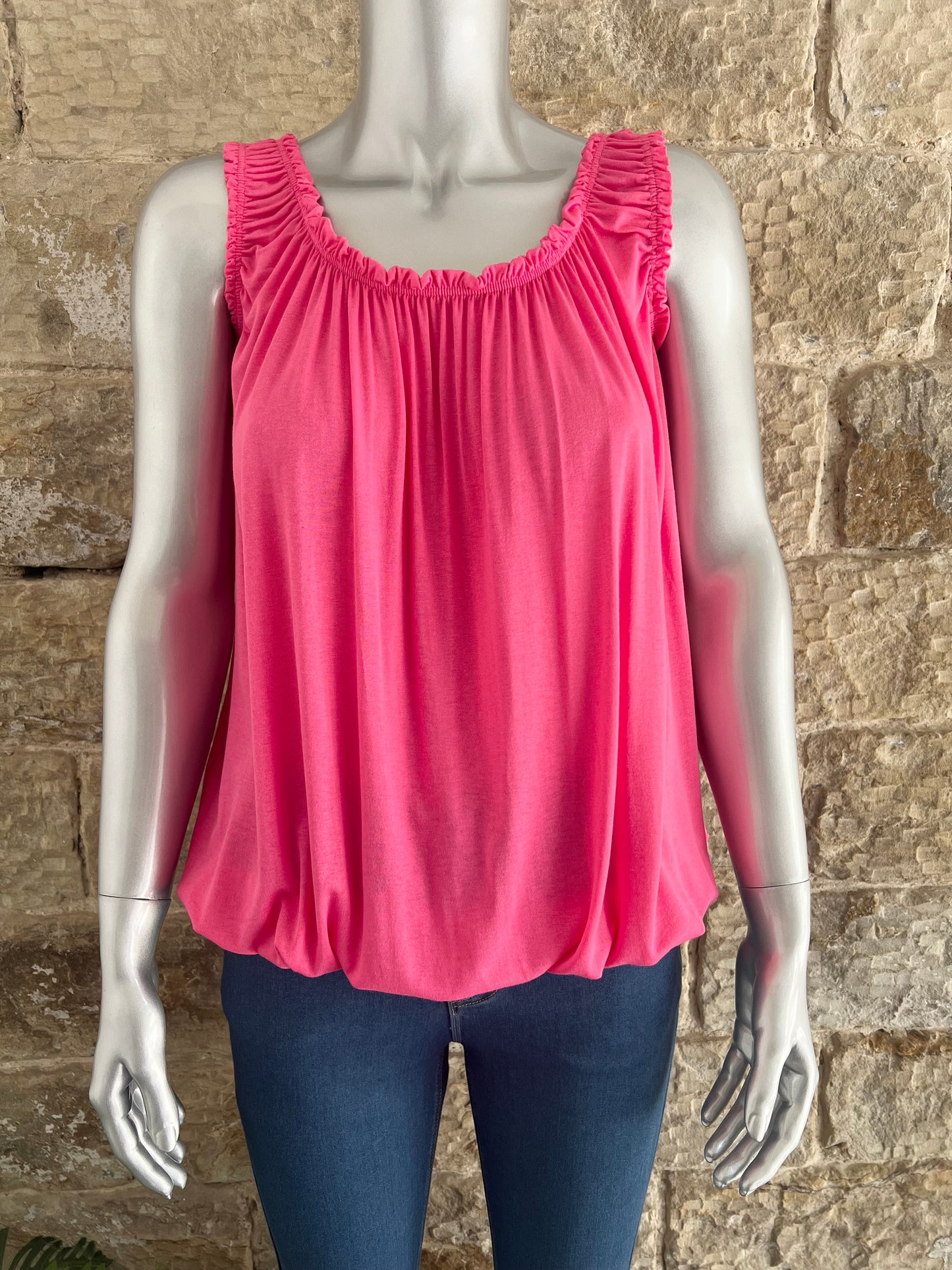 VIENNA - Soft Bubble Hem Vest Top - One Size - Various Colours