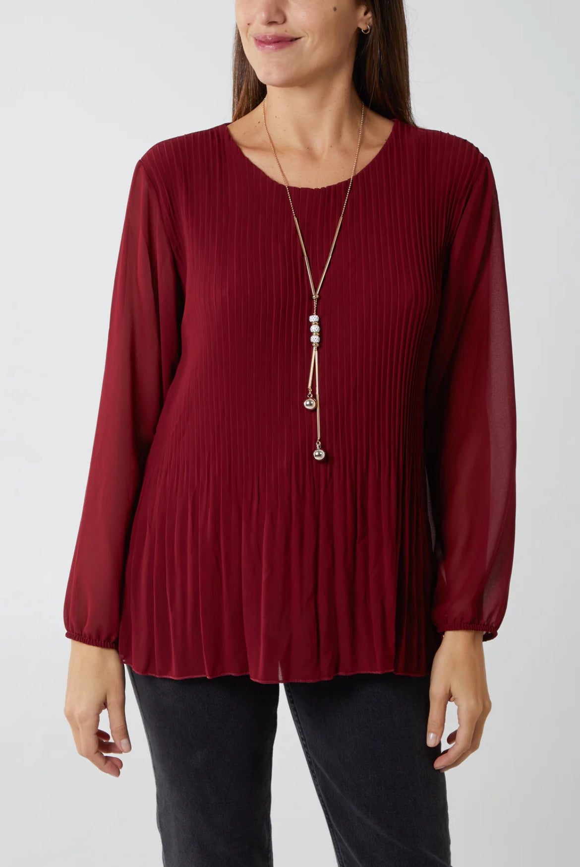 ISSY - Long Sleeved Pleated Top - Various Colours - One Size