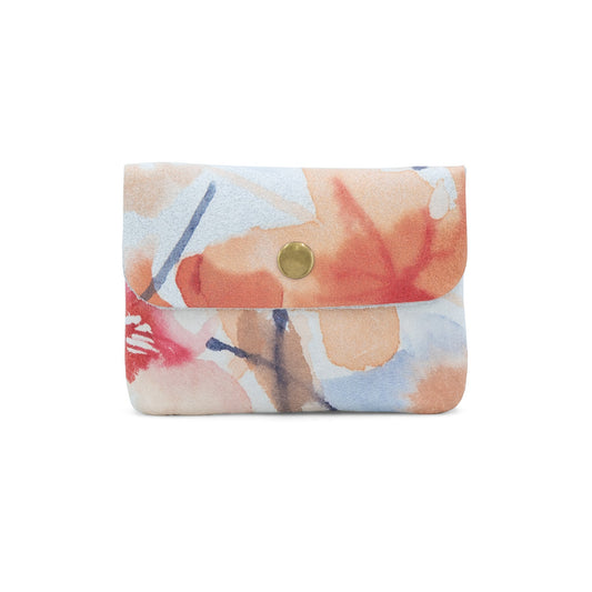 NATTY - Small Italian Classic Leather Coin Purse - Various Colours - Floral Print