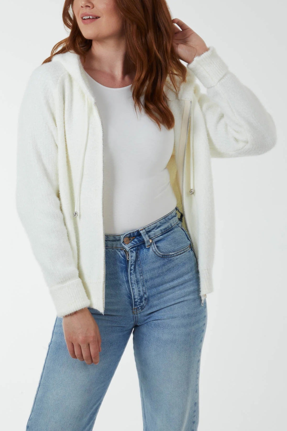 HAZEL - Zip Up Cosy Chenille Hoodie - Various Colours - 2 Sizes