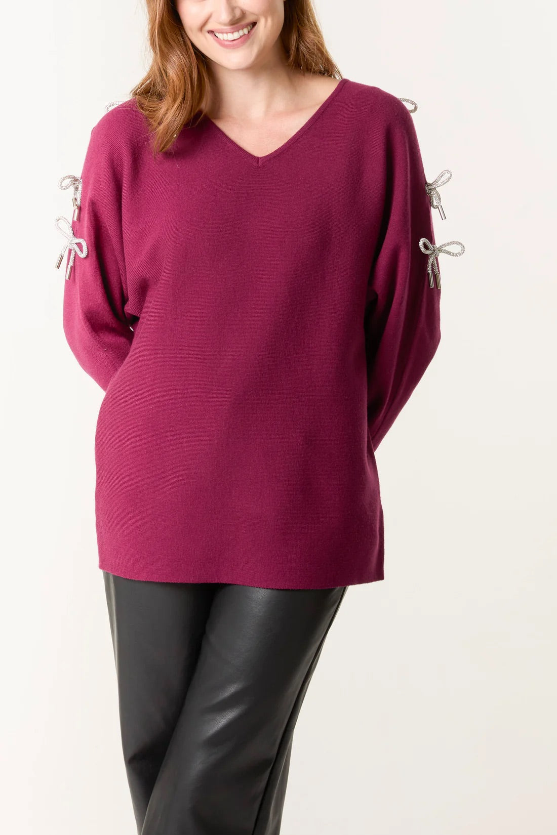ADA - Diamante Bow Detail Sweater - 3 Colours - 2 Sizes