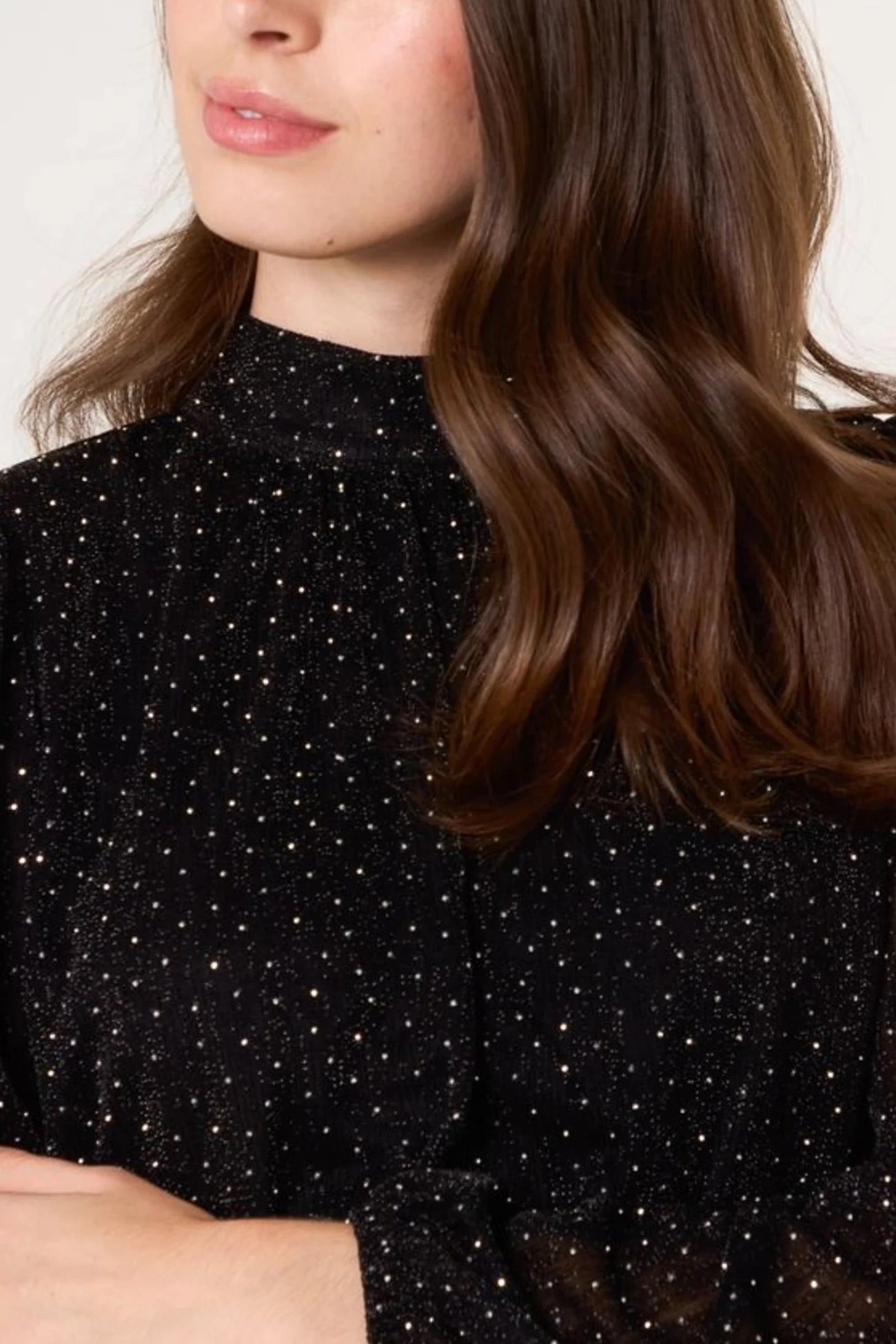 IMOGEN - Puffball High neck Top with Sparkle Detail - 2 Colours - 4 Sizes