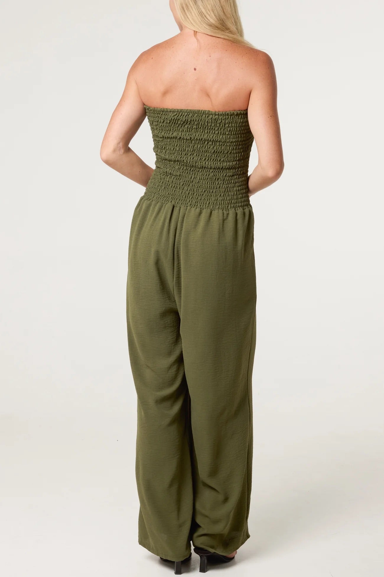 JOANNA - Bandeau Shirred Wide Leg Jumpsuit - Various Colours - One Size