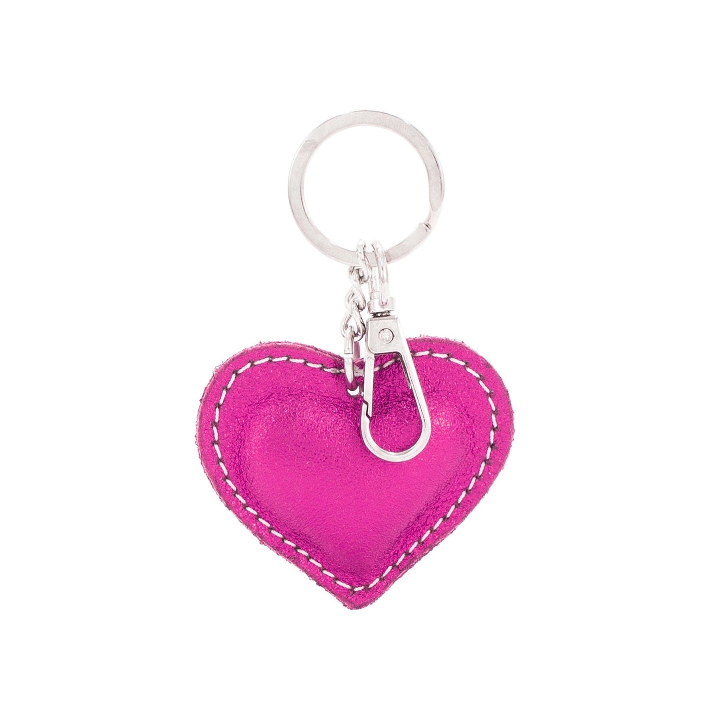 NORA - Metallic Leather Heart Shaped Keyring - Various Colours