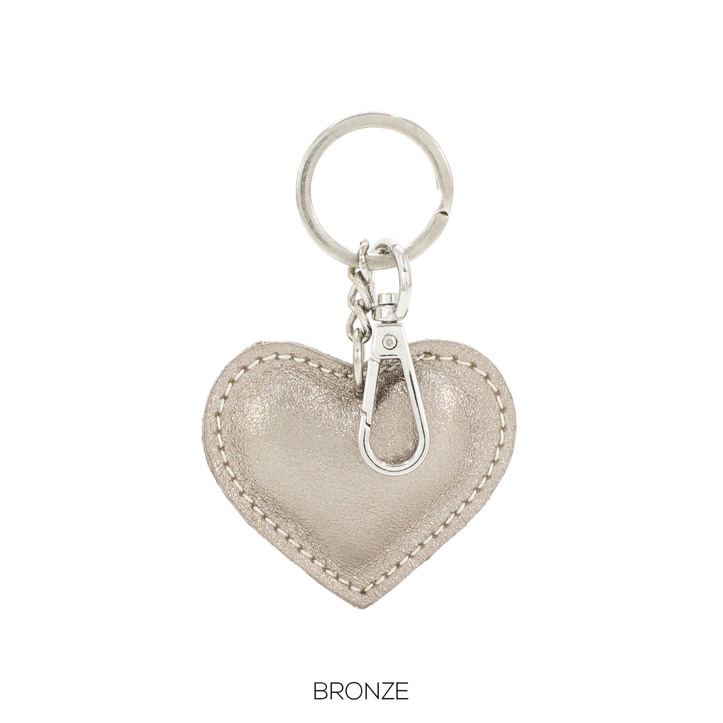 NORA - Metallic Leather Heart Shaped Keyring - Various Colours