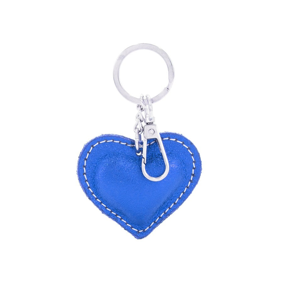 NORA - Metallic Leather Heart Shaped Keyring - Various Colours