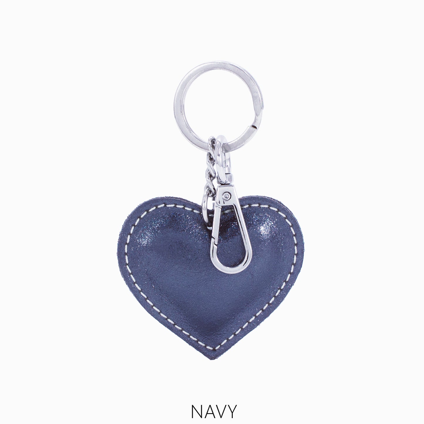NORA - Metallic Leather Heart Shaped Keyring - Various Colours