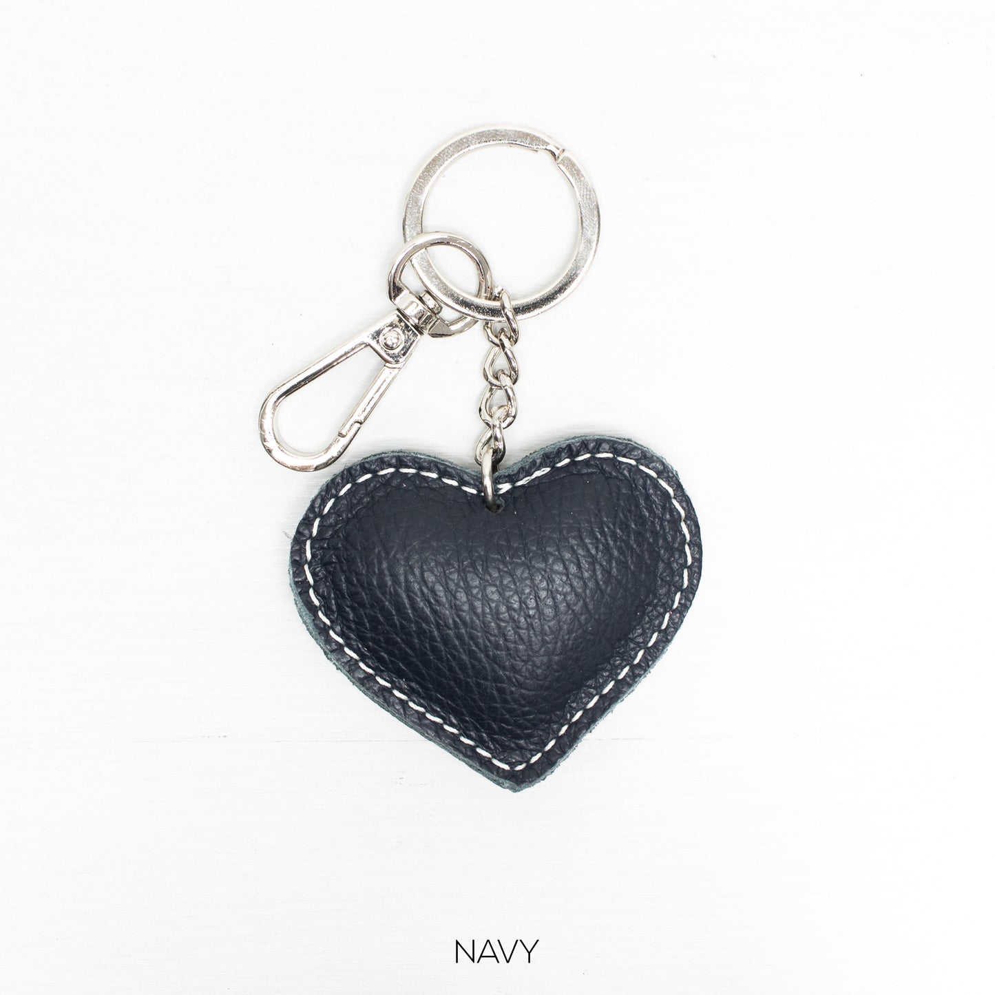 NORA - Matt Leather Heart Shaped Keyring - Various Colours
