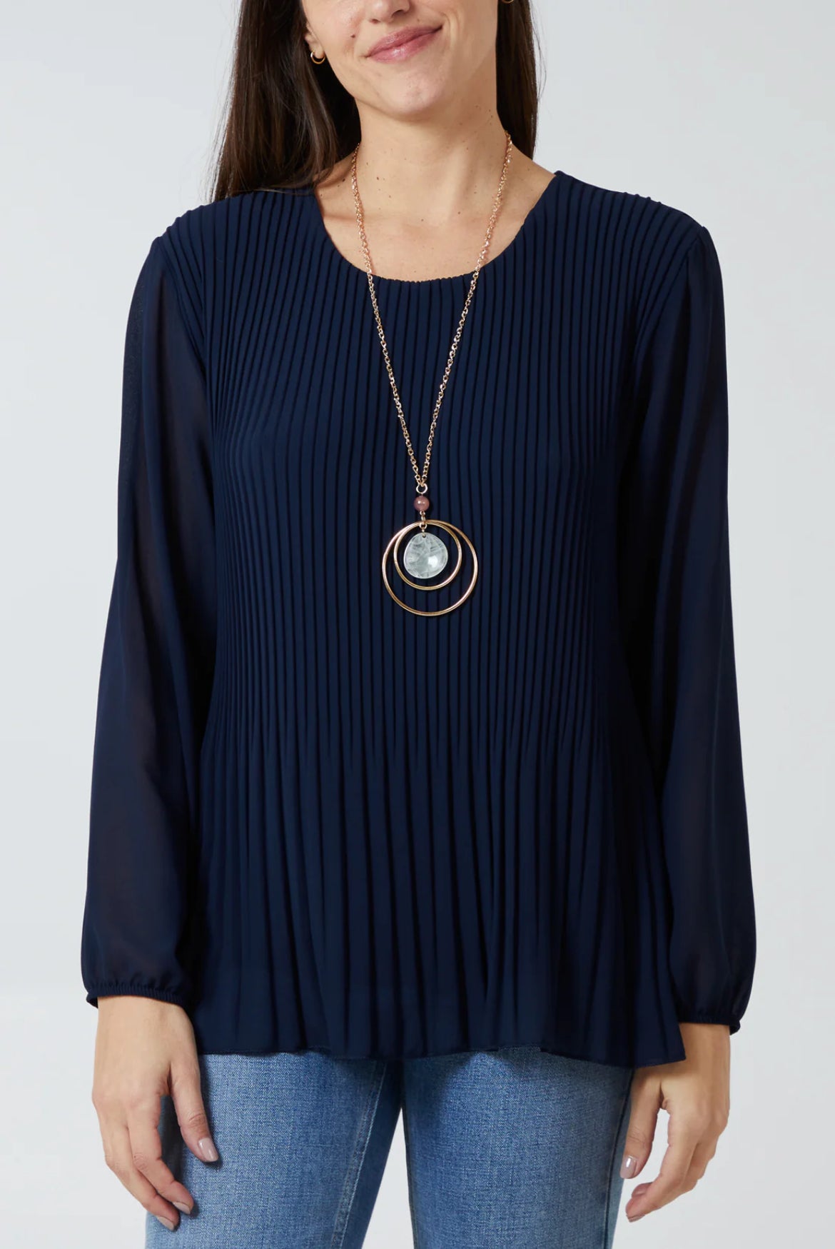 ISSY - Long Sleeved Pleated Top - Various Colours - One Size