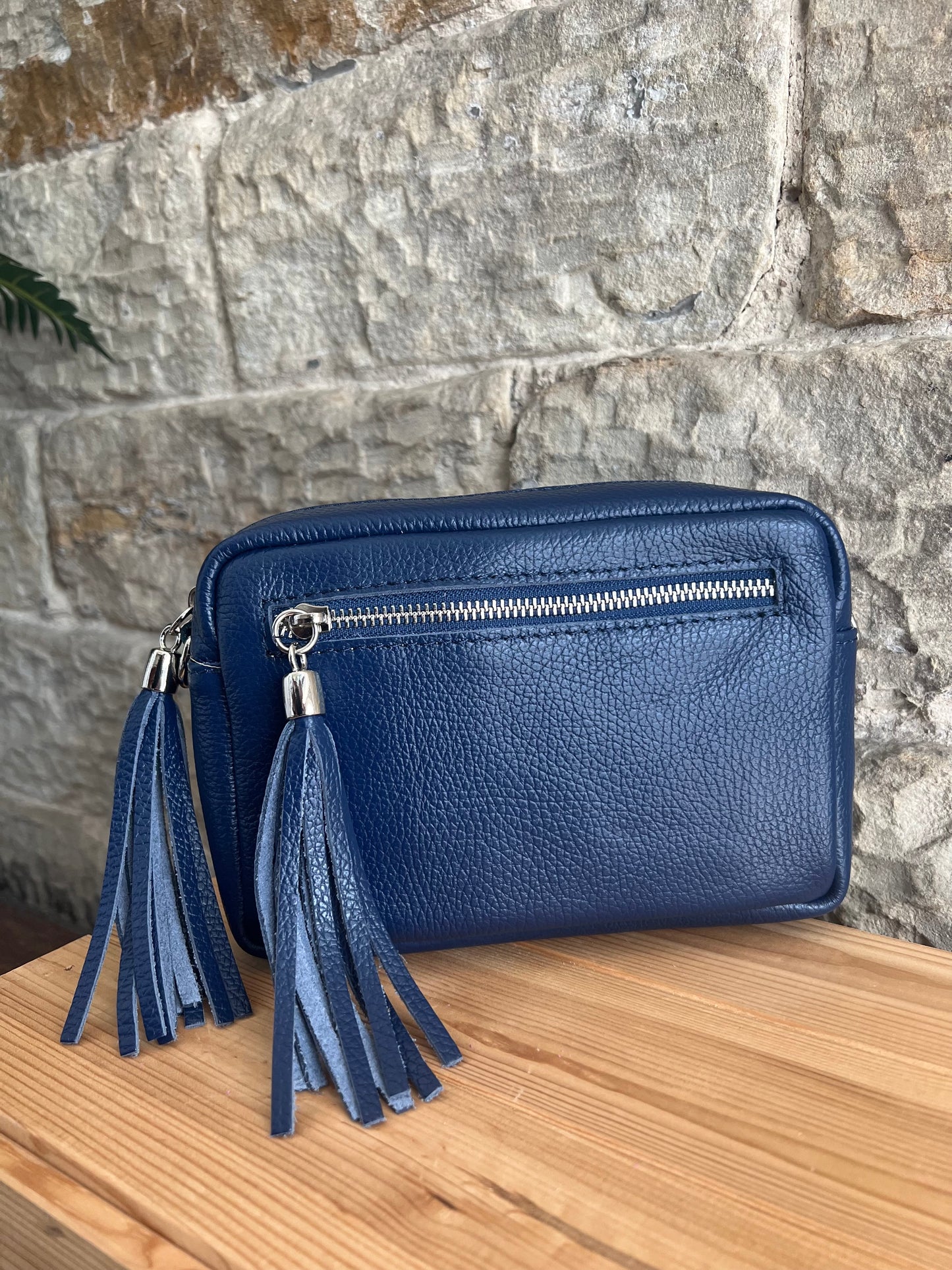 NIKKI - Classic Leather Cross Body 'Camera' Bag with Tassels - Various Colours
