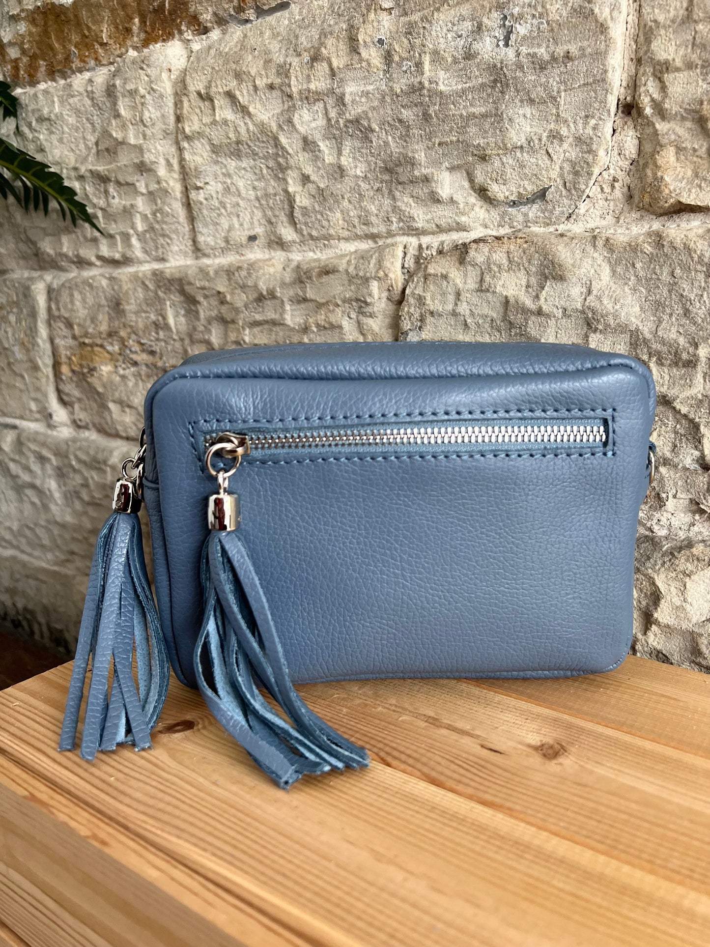 NIKKI - Classic Leather Cross Body 'Camera' Bag with Tassels - Various Colours