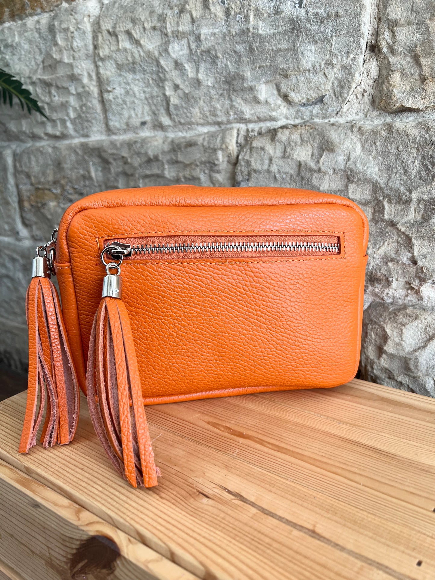 NIKKI - Classic Leather Cross Body 'Camera' Bag with Tassels - Various Colours