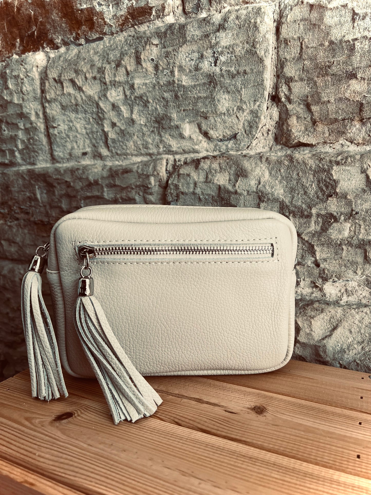 NIKKI - Classic Leather Cross Body 'Camera' Bag with Tassels - Various Colours