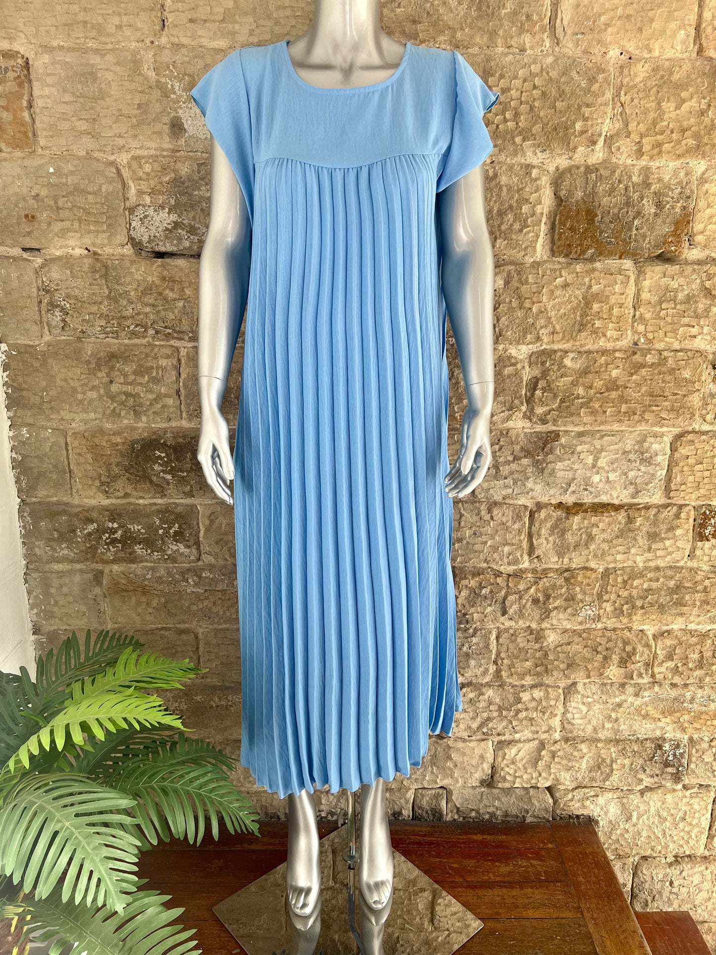 PEGGY - Pleated Midaxi Dress with Pockets - One Size - Various Colours