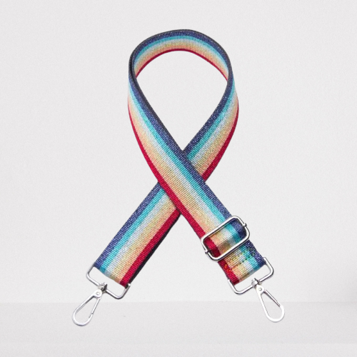 BAG STRAP - Slim Width - Rainbow Shimmer Stripes