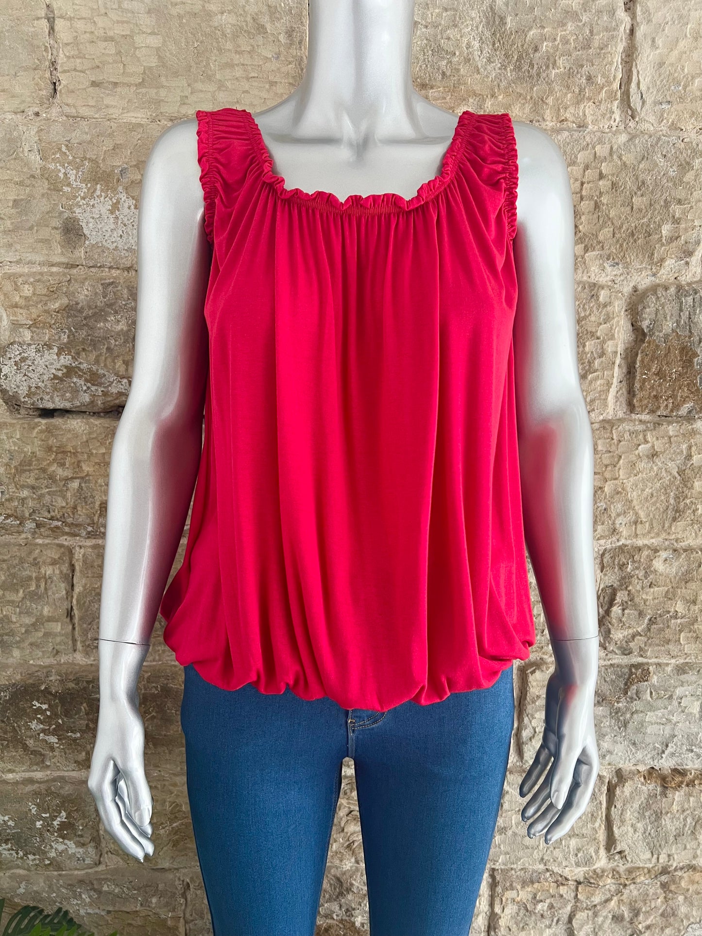 VIENNA - Soft Bubble Hem Vest Top - One Size - Various Colours