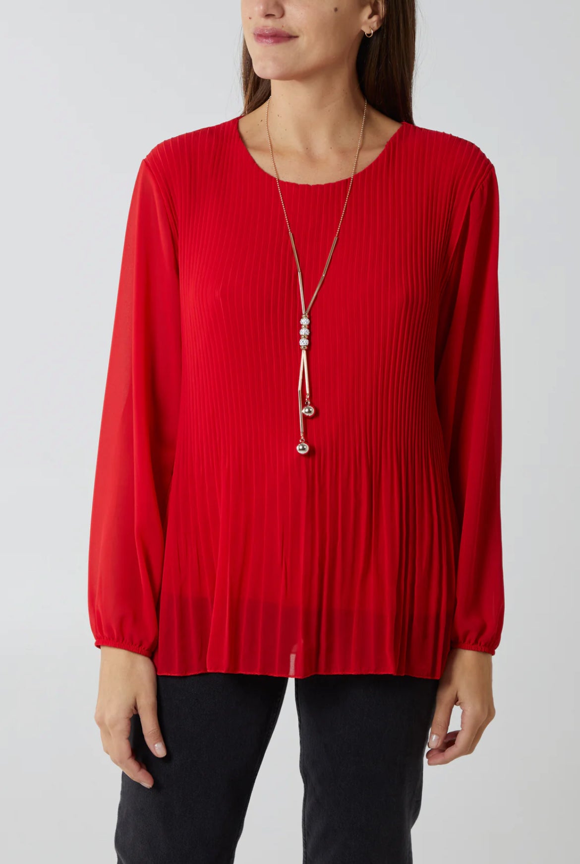 ISSY - Long Sleeved Pleated Top - Various Colours - One Size