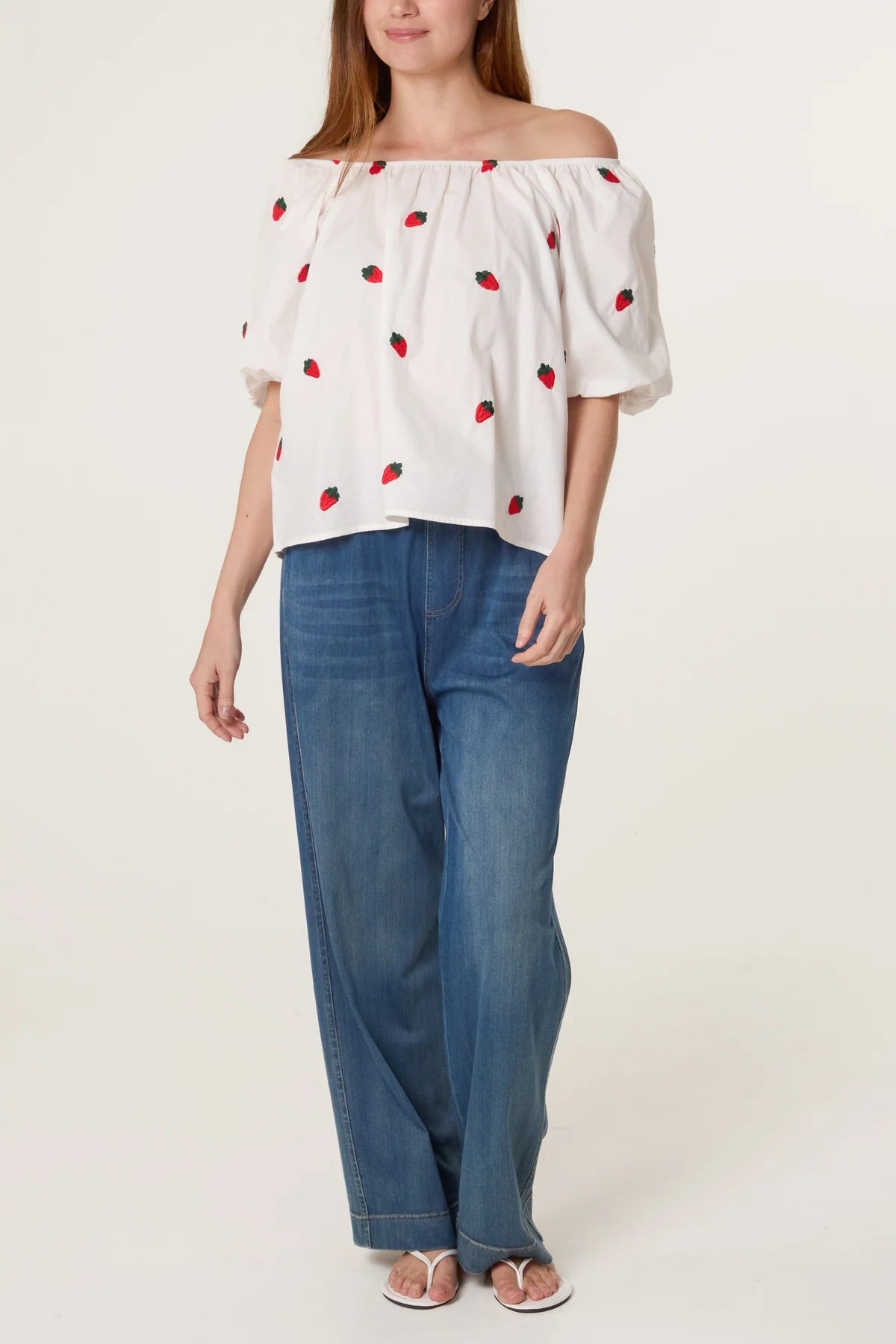 STRAWBERRY - Cotton Bardot Top - 2 Sizes
