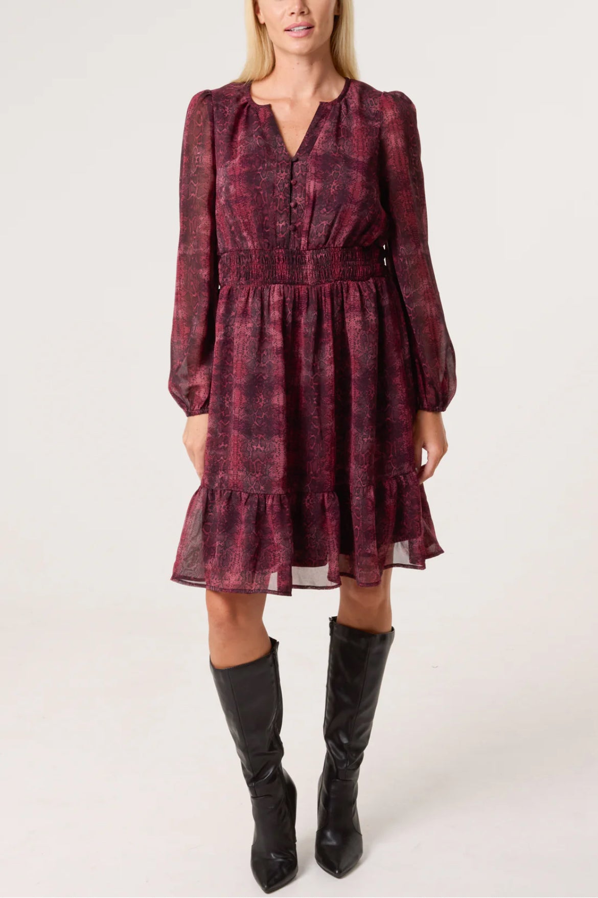SUZIE - Snakeprint Dress in Berry - Various Sizes