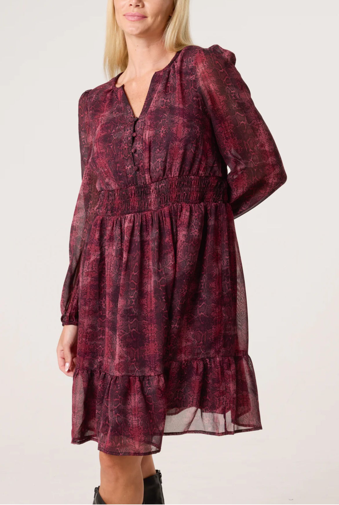 SUZIE - Snakeprint Dress in Berry - Various Sizes