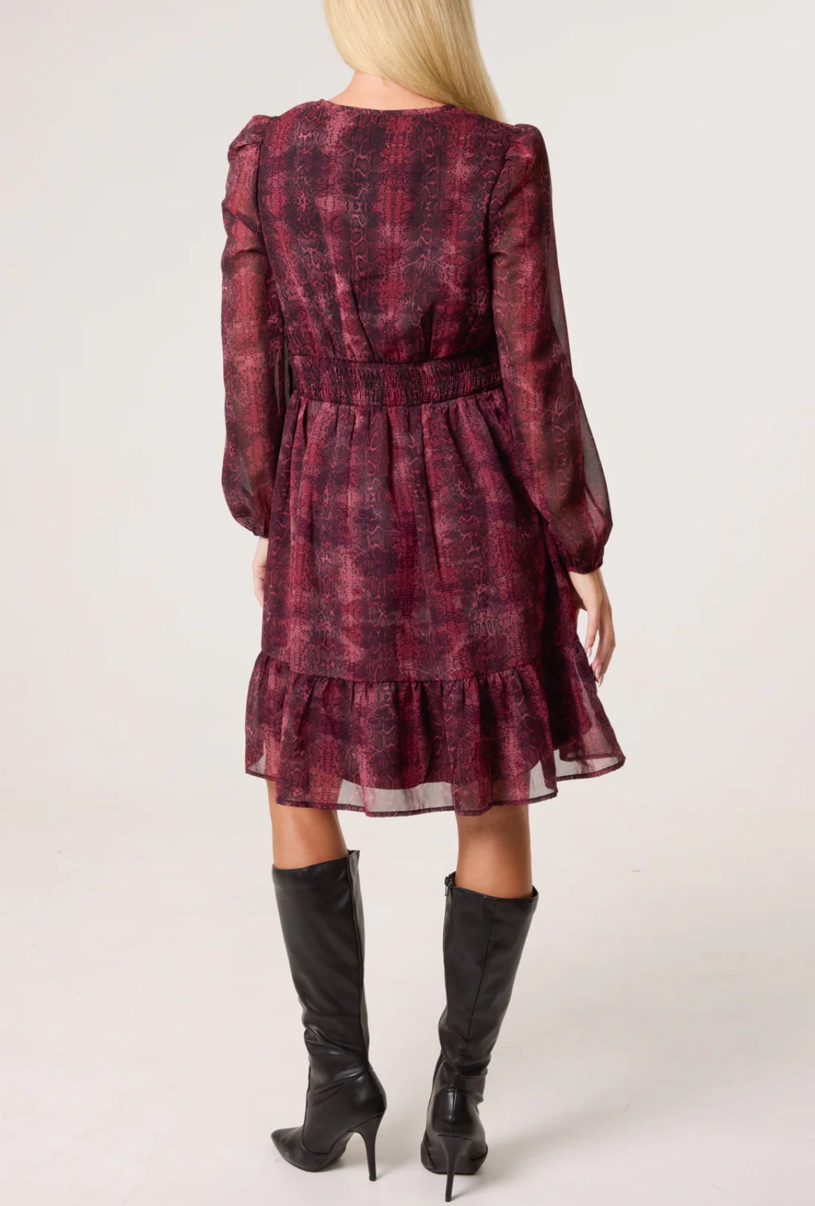 SUZIE - Snakeprint Dress in Berry - Various Sizes