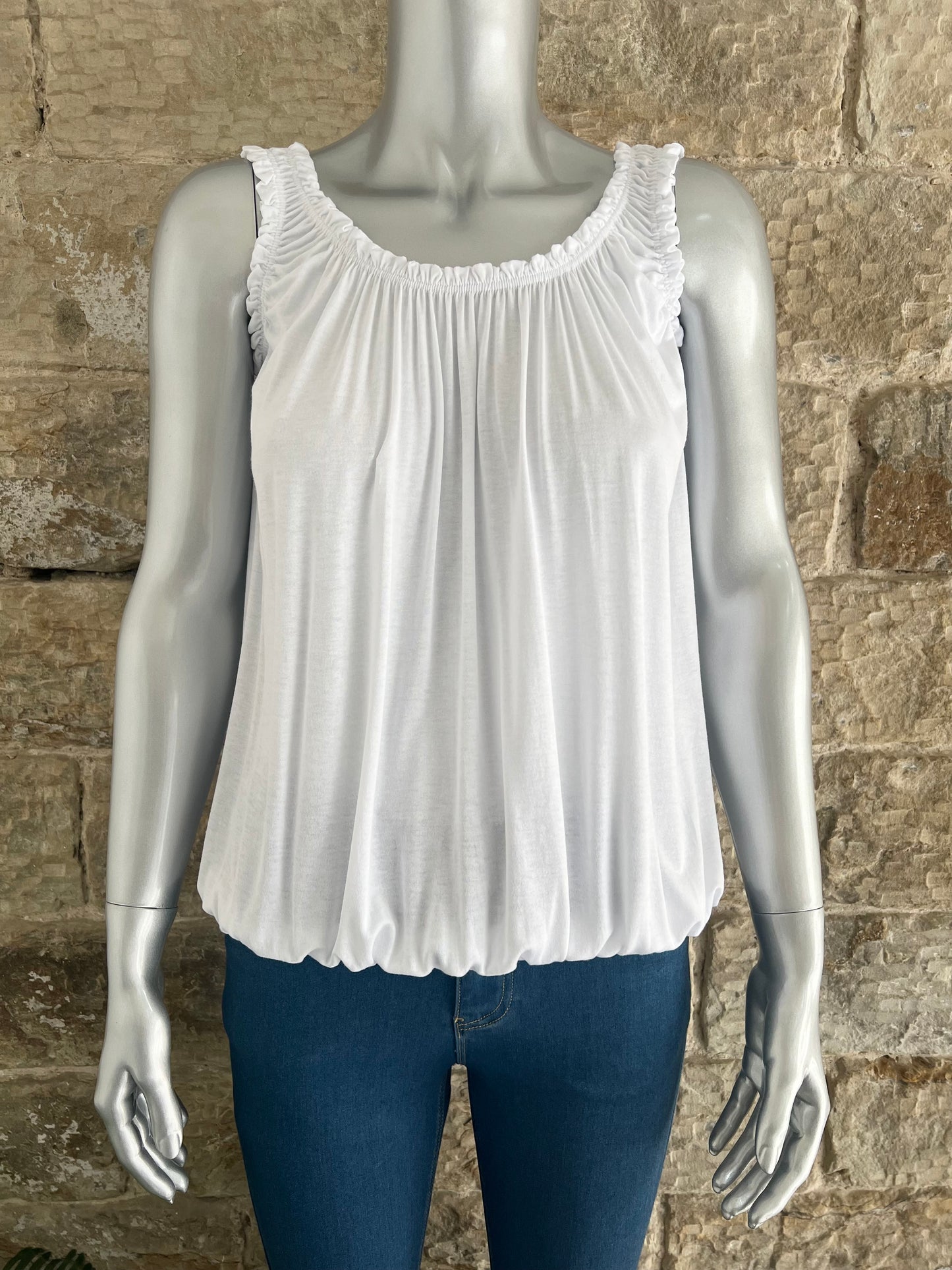 VIENNA - Soft Bubble Hem Vest Top - One Size - Various Colours