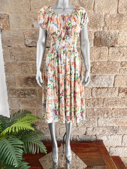 VERONA - Bardot Style Midi Dress - Various Prints - One Size Fits 8-20