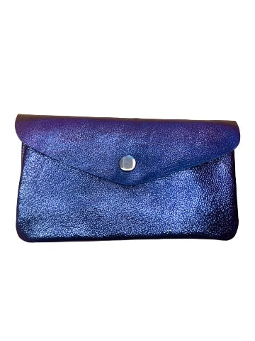 NELLIE - Large Italian Metallic Leather Purse - Various Colours