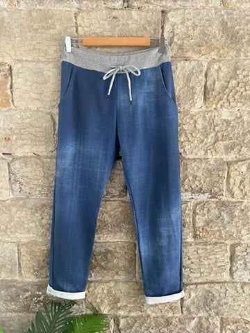 COTTON JOGGERS - 3/4 Length - Plain Denim Style - 2 Colours - 2 Sizes