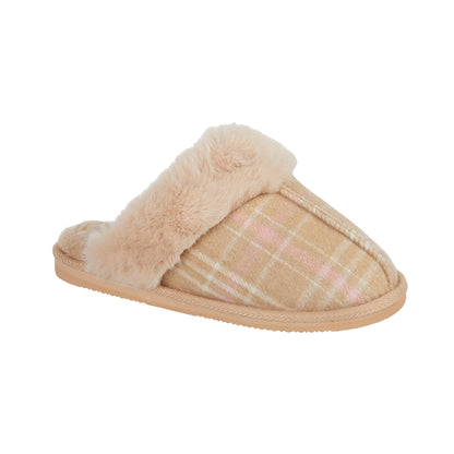 ALDWYCH -Gift Boxed Beige Check Mule Slippers from Jo & Joe - Sizes 4-8