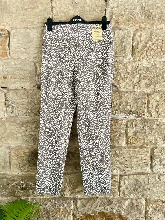 PINNS - Dark Sage Animal Print Ankle Grazers with Back Split - Various Sizes