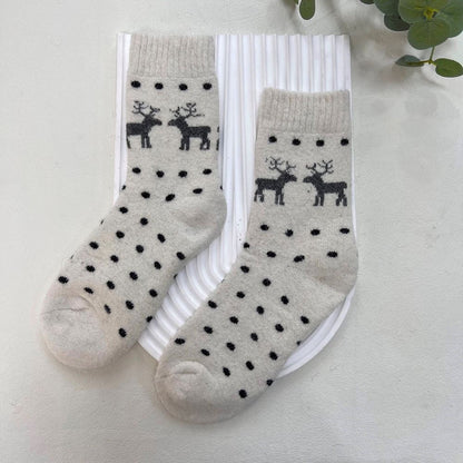ANKLE SOCKS - Wool Blend - Spotty Reindeer - One Size - Various Colours