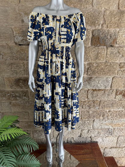 VERONA - Bardot Style Midi Dress - Various Prints - One Size Fits 8-20