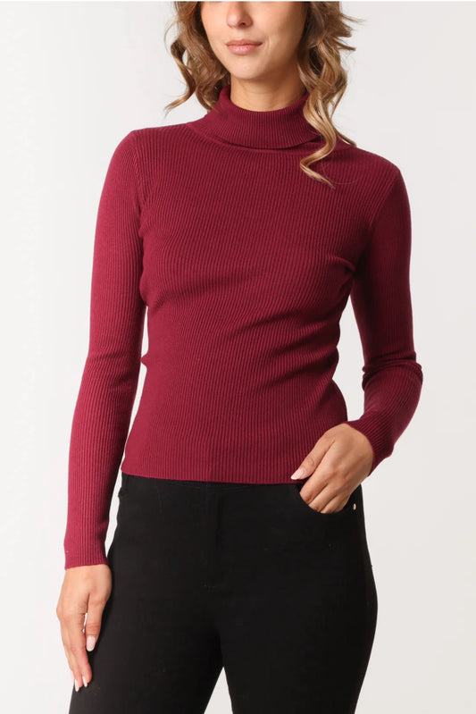 RIVER - Ribbed Polo Neck Sweater - 2 Sizes