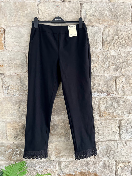 PINNS - Black Tummy Control Ankle Grazers with Lace Trim - Various Sizes