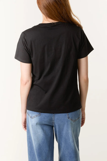 CHERRIES - Chunky Diamante Cherry & Leopard T-Shirt - 2 Colours - 2 Sizes