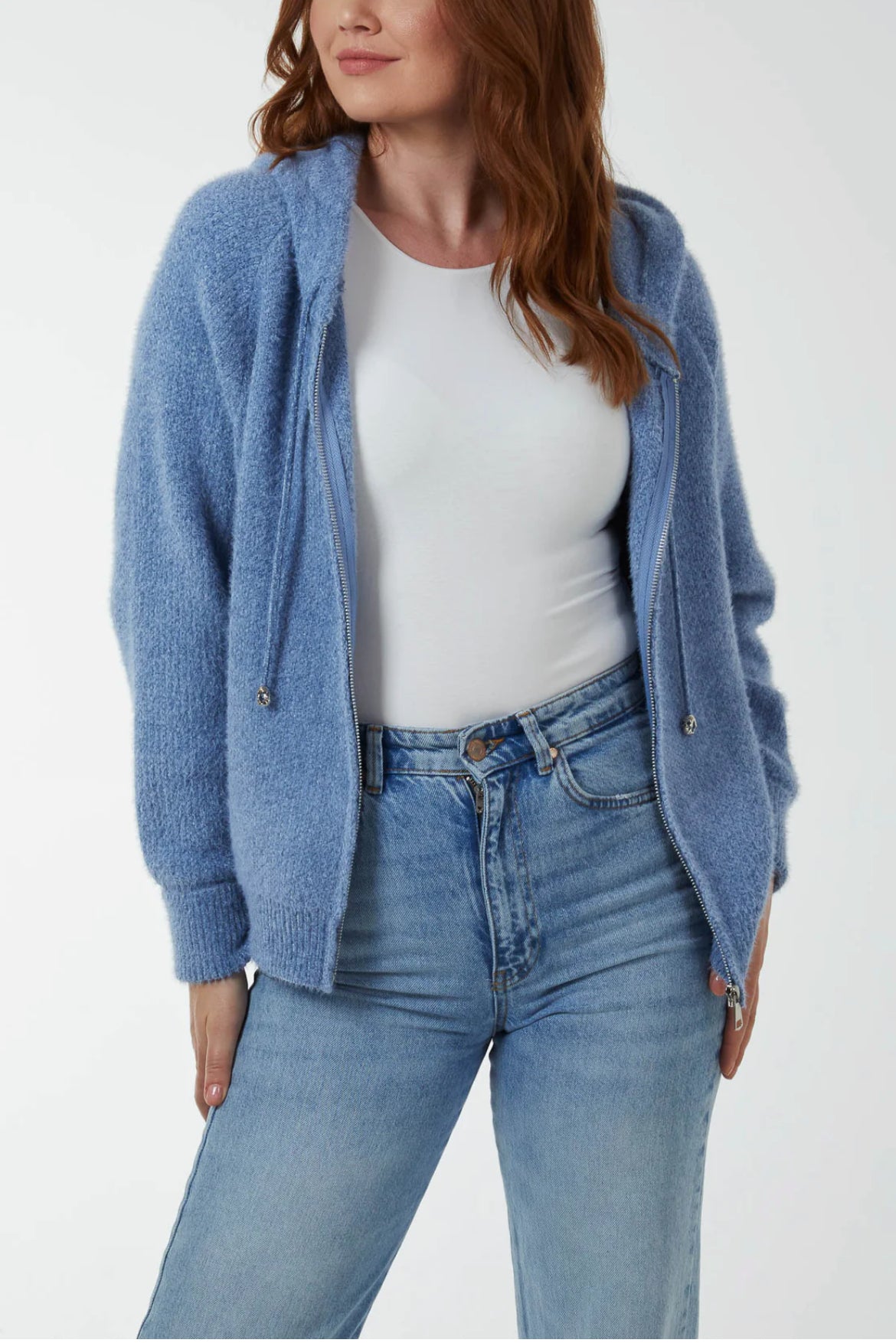 HAZEL - Zip Up Cosy Chenille Hoodie - Various Colours - 2 Sizes