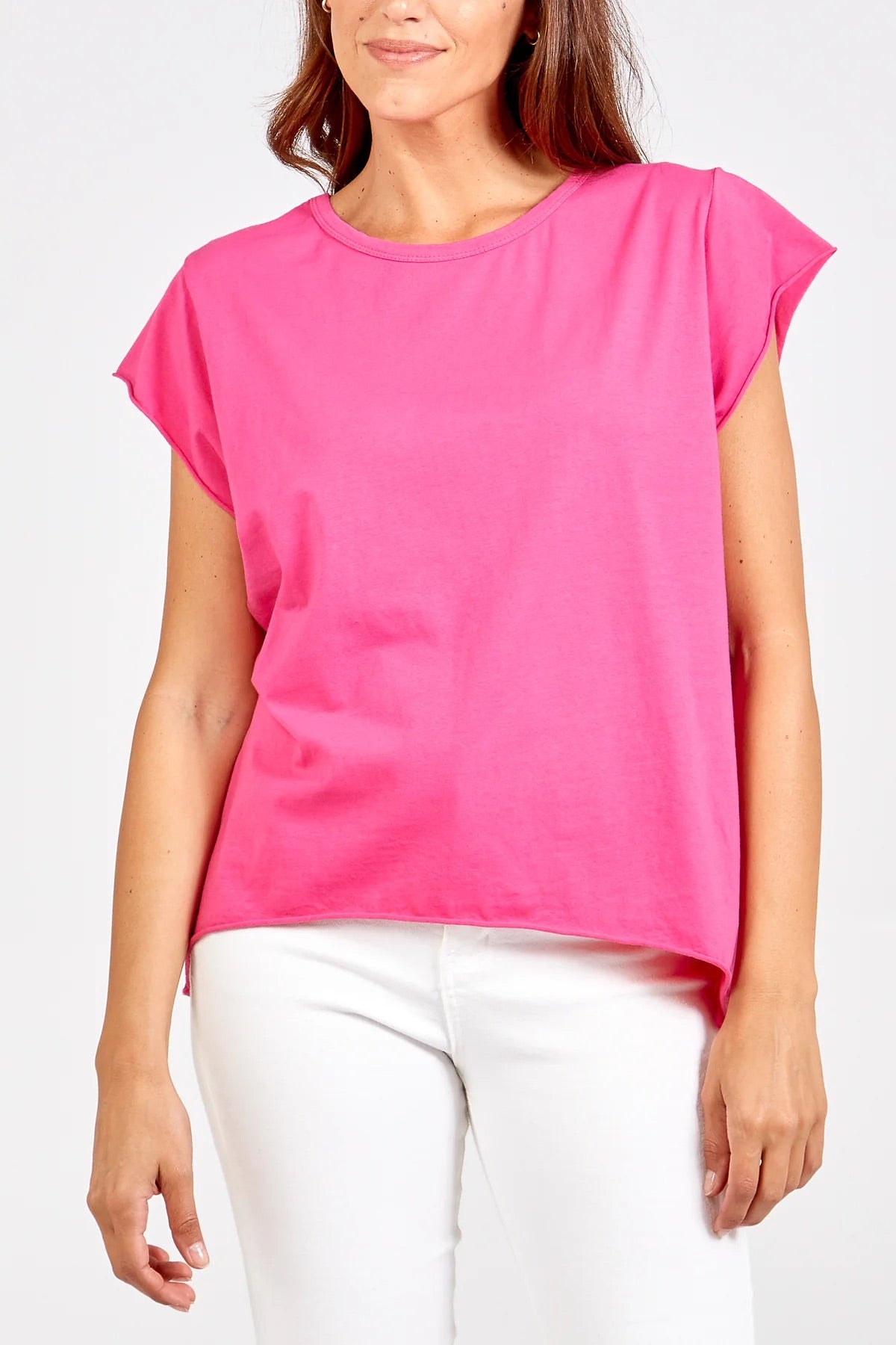 ROXY - Rolled Edge Hi Low Cotton T-Shirt - One Size - Various Colours