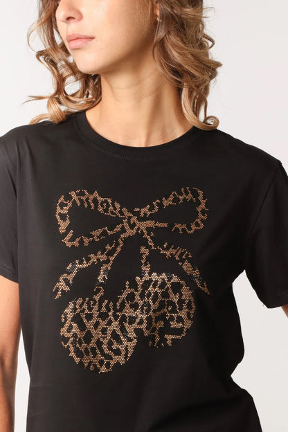 CHRISSY - Black & Gold Diamante Cherry T-Shirt - 3 Sizes