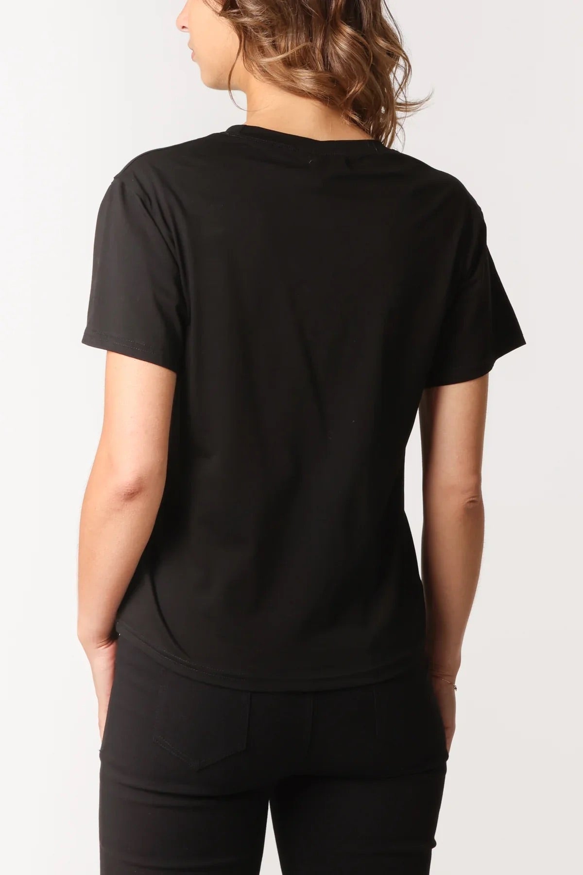 CHRISSY - Black & Gold Diamante Cherry T-Shirt - 3 Sizes
