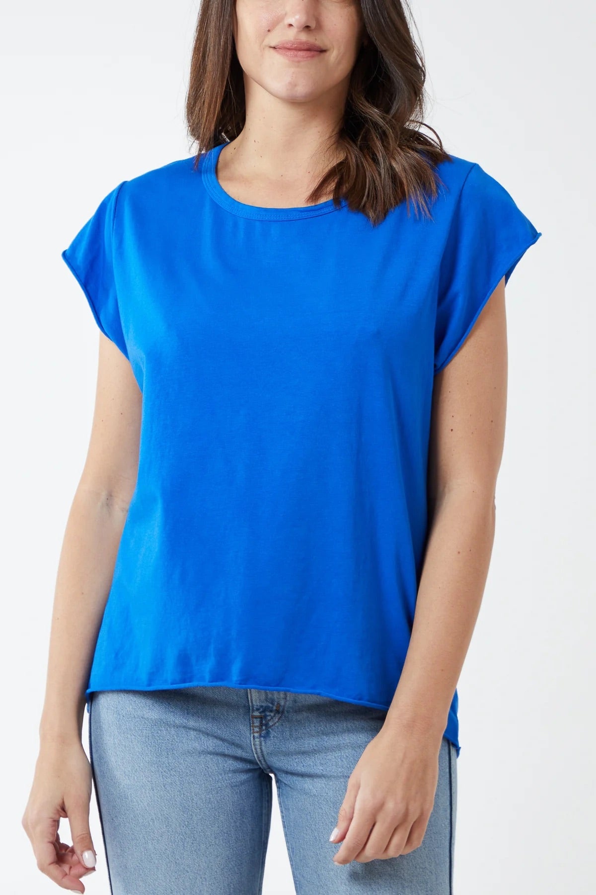 ROXY - Rolled Edge Hi Low Cotton T-Shirt - One Size - Various Colours