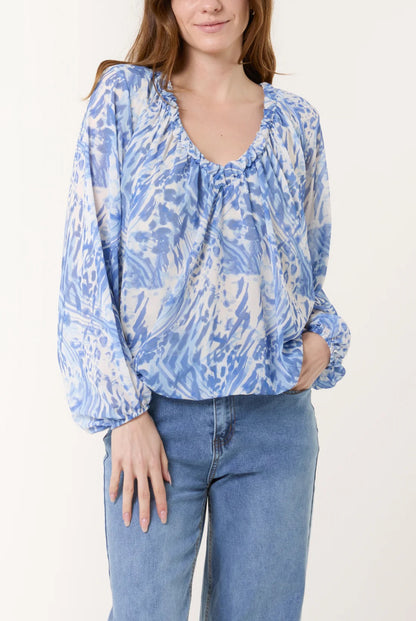 DELTA - V-Neck Long Sleeved Top in Various Colours - One Size